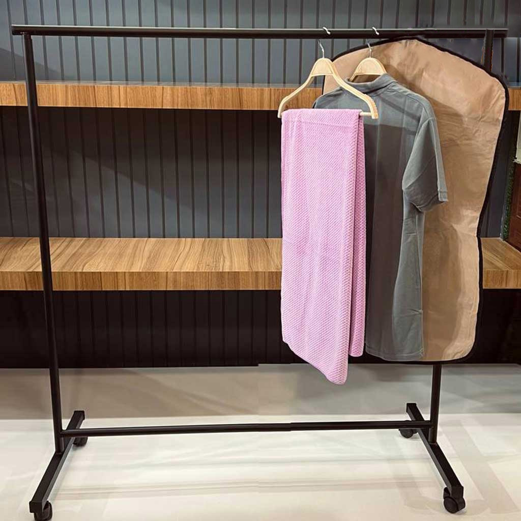 مشخصات ، قیمت و خرید انلاین رگال لباس فلزی چرخ دار ( لوله ای) ضخیم 110 سانتیمتر برند گلبرگ     