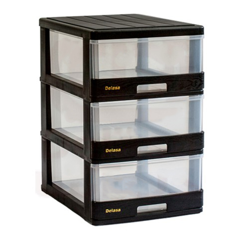 مشخصات ، قیمت و خرید انلاین دراور پلاستیکی 3 کشو شفاف دل آسا کد D112_T.L-3 (مشکی)   